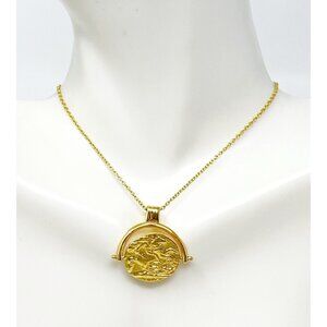 Auden Sterling Silver Vermeil Coin Pendant Necklace Roman Chariot Medallion